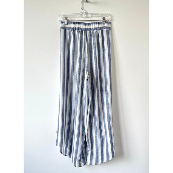 Aqua Blue Striped Flowy Crepe Pants Size S - Picture 6 of 12
